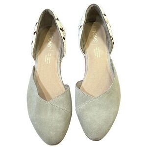 TOMS Jutti Calf Hair Gray‎ Suede Slip On d'Orsay Flats Women's Size 7.5